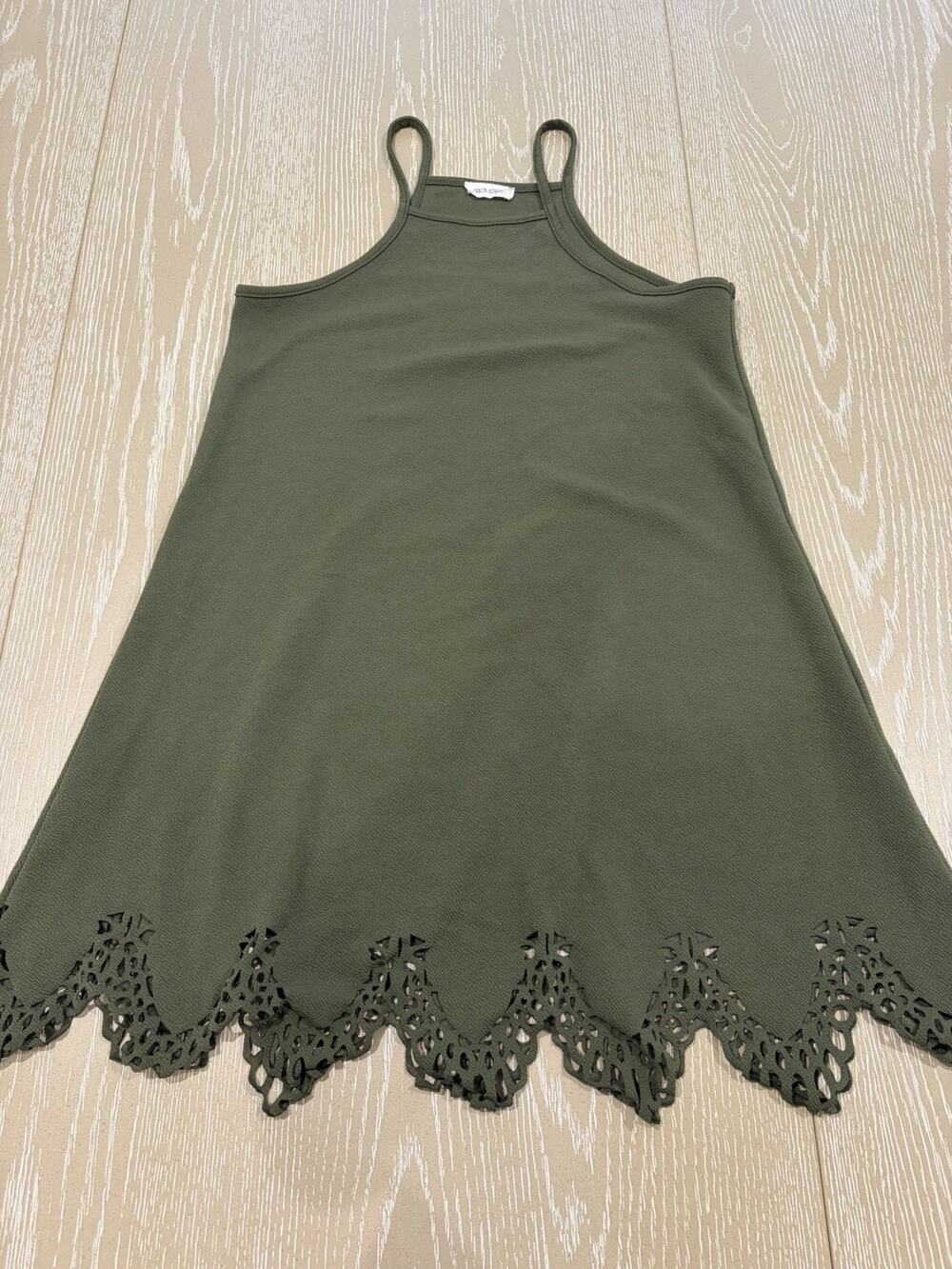 Peach Royal Olive Green Halter Neck Swing Dress Women’s Size Small